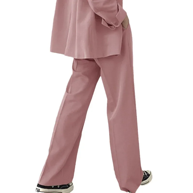 Black Casual Women's Pants Spring Autumn 2025 New Korean Style Street Design Pink Small Western Suit Set Casual Leisure