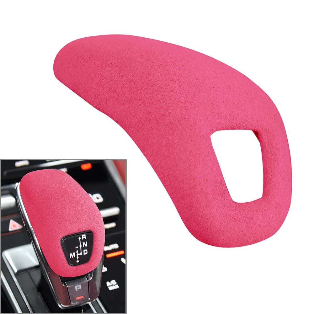 Car Knob Cap Gear Shift Head Trim Cover For Porsche Panamera Cayenne 2018-2020 2021 2022 2023 Suede Pink