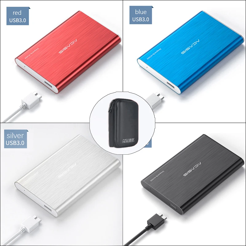 ACASIS 외장형 하드 드라이브, USB 3.0, 다채로운 금속 HDD, 휴대용 2TB, 1TB, 500GB 디스크, 데스크탑 노트북 서버용, 슈퍼 딜, 2.5 인치 