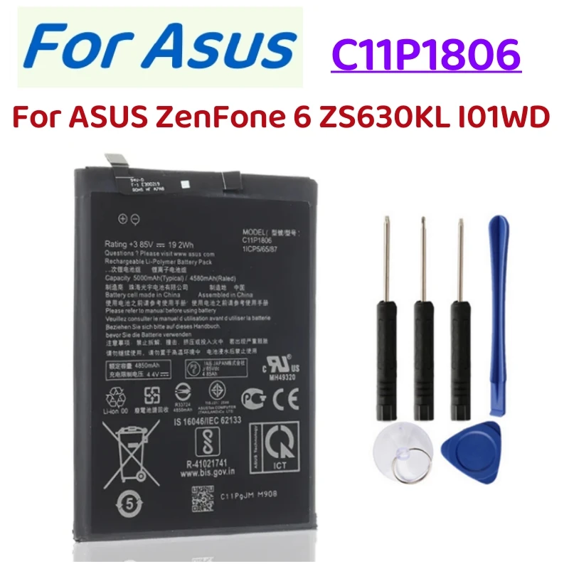 C11P1806 Replacement Battery For ASUS ZenFone 6 ZS630KL I01WD C11P1806 New High Quality Battery 5000mAh + Free Tools