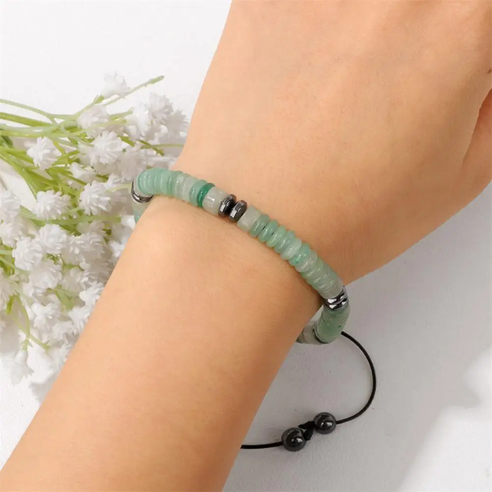 Bracelet Sliding Knot Bead Closure Wristband Fits 6-9 Inch Wrists Natural Imitation Obsidian Energy Bracelet New