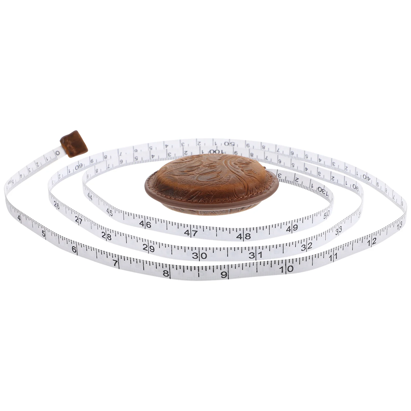 

1pcs Vintage Tape Measure Retractable Cowhide Waist Measuring Tape For Sewing Tailoring Ruler Body Measurer Lightweight Fabric