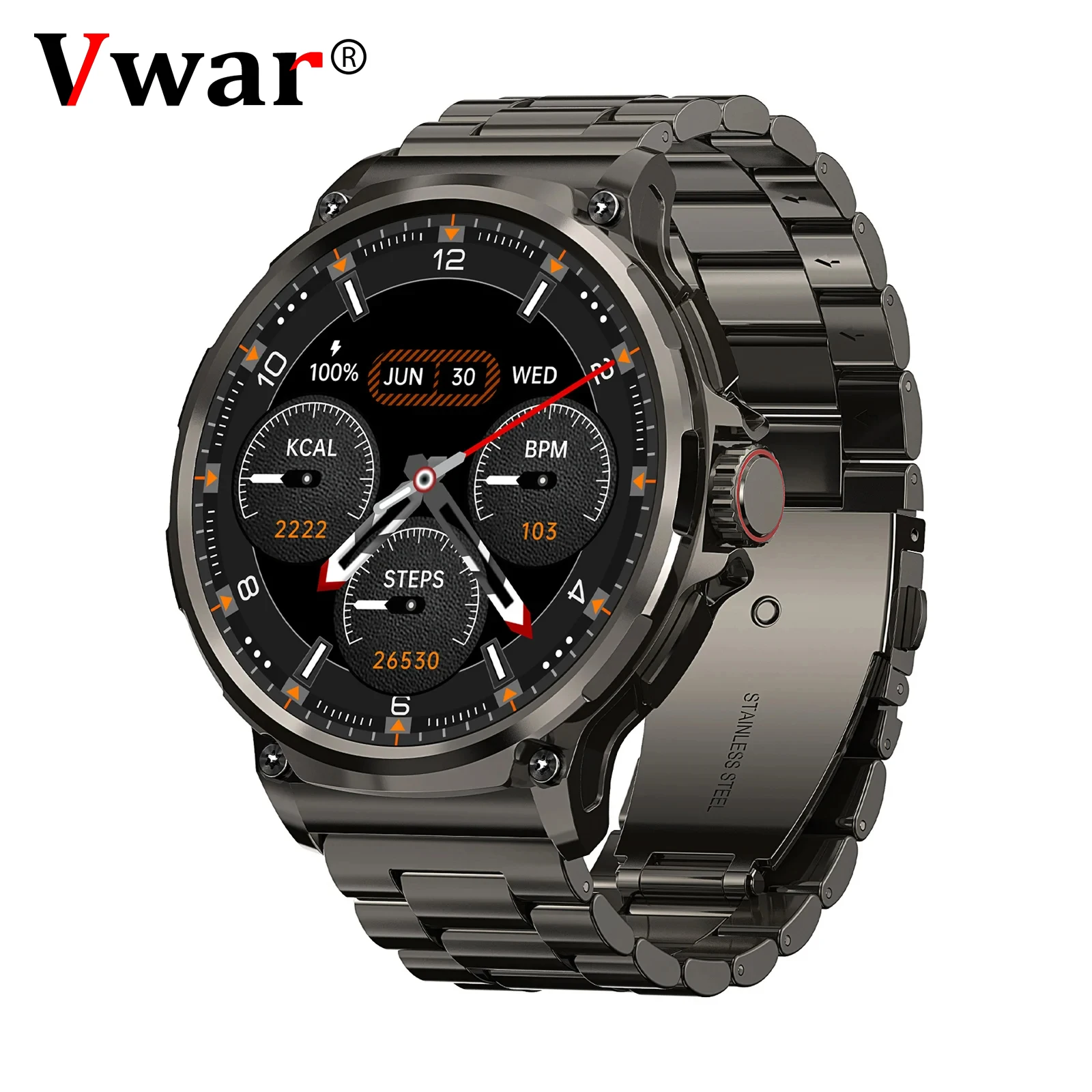 

Vwar Power Smart Watch Men 710mAh Large Battery 1.85“ Ultra Screen Bluetooth Call IP68 Waterproof Smartwatch for android IOS