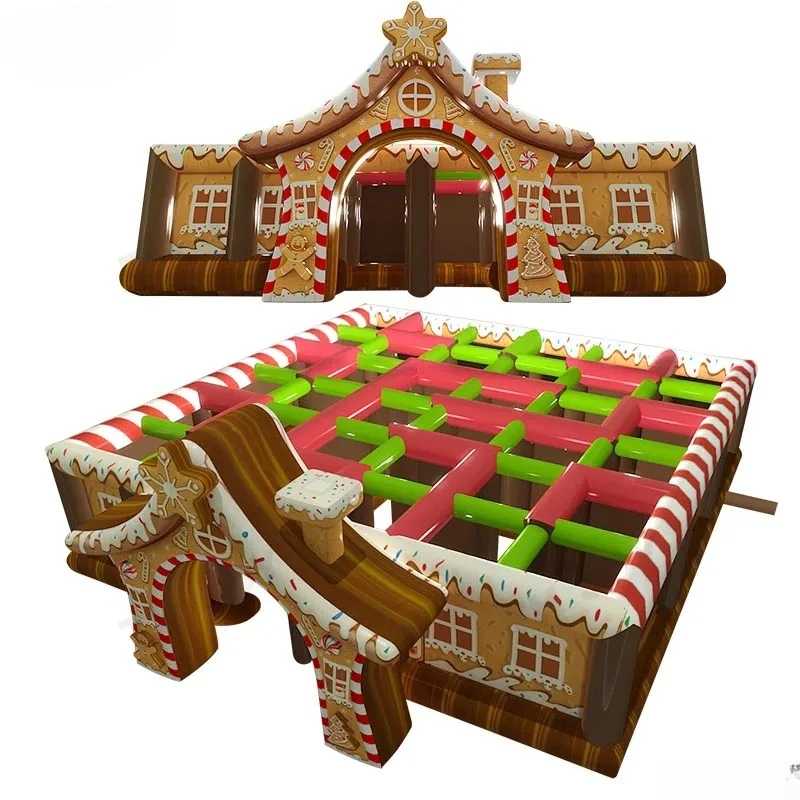 2025 New Design Gingerbread Maze Christmas Inflatable Maze Winter Snow Maze For Sale