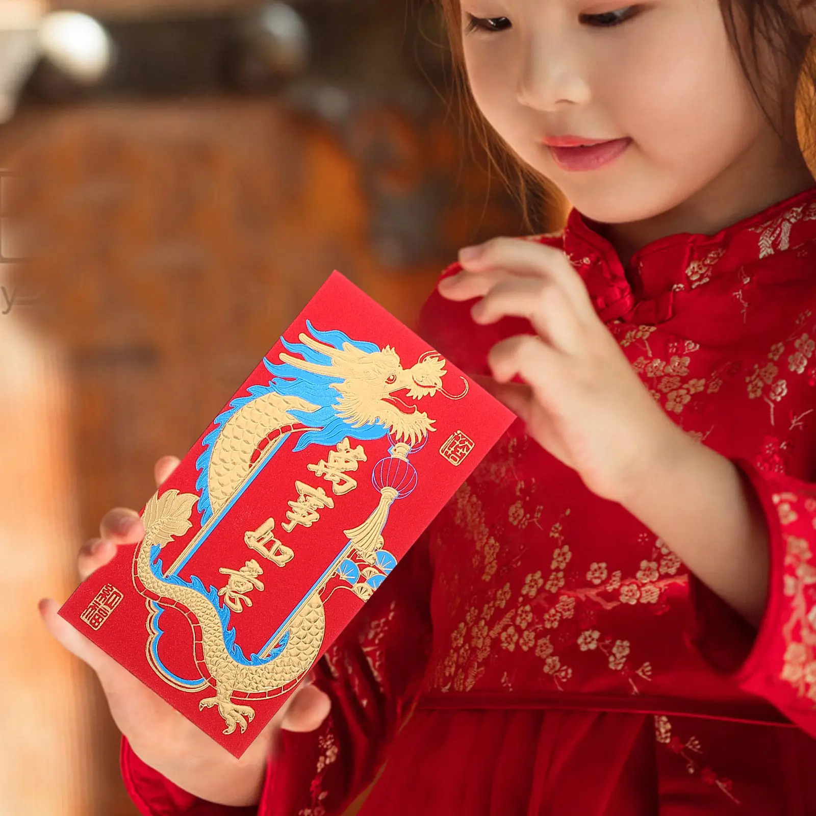 

24Pcs Red Envelope Set Traditional Dragon Pattern Paper Money Pockets Creative Luck Gift for Spring Festival Celebration