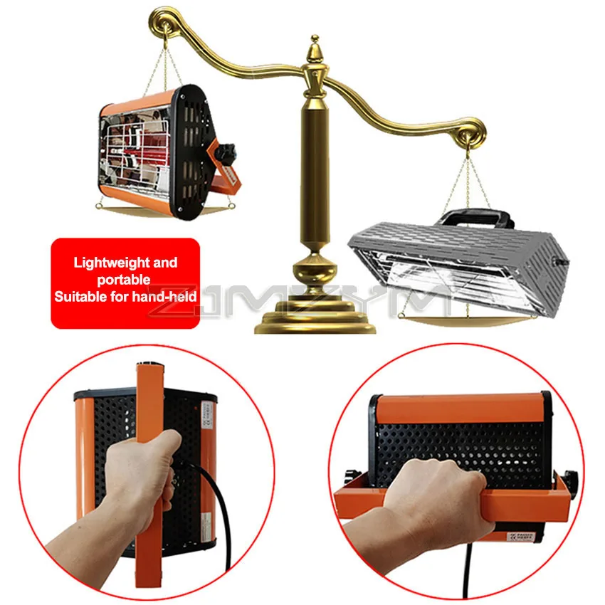 

800W Portable Shortwave Infrared Lamp Handheld Electric Heater for Car Paint Drying Sheet Metal Paint Drying Lamp 220V110V