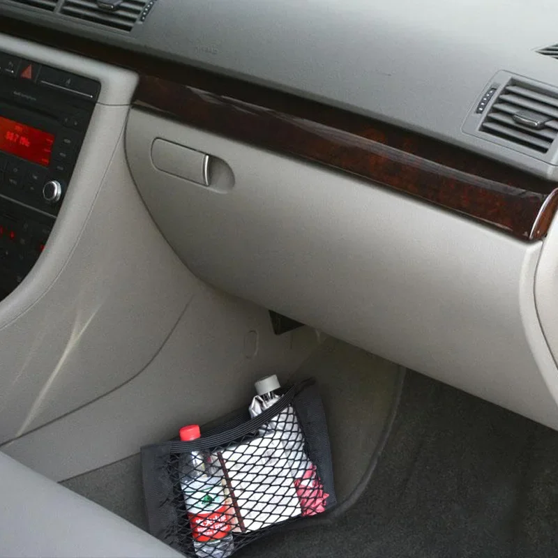 Car Back Rear Mesh Trunk Seat Elastic String Net Magic Sticker Universal Storage Bag Pocket Cage Auto Organizer Seat Back Bag