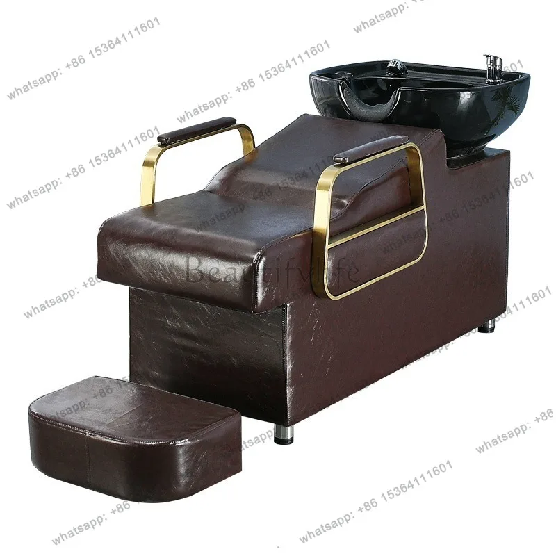 

Shampoo bed Barber shop Semi-reclining ceramic basin Flushing bed Shampoo recliner