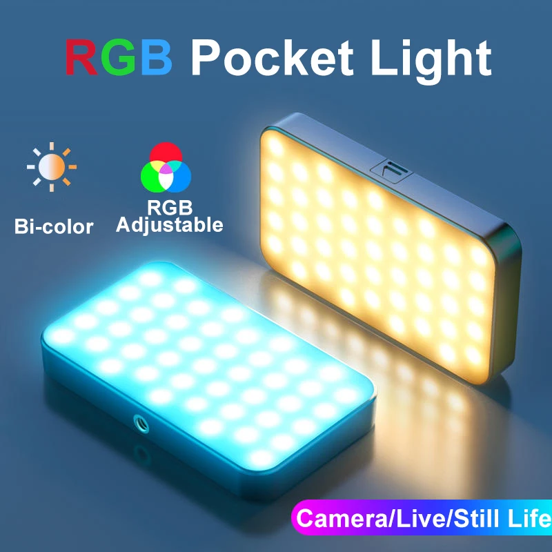 LUXCEO V10 RGB LED Video Panel Light On-Camera Pocket Fill Light Dimmable 3000-6000K 3100mAh Photography Lamp for Live Streaming