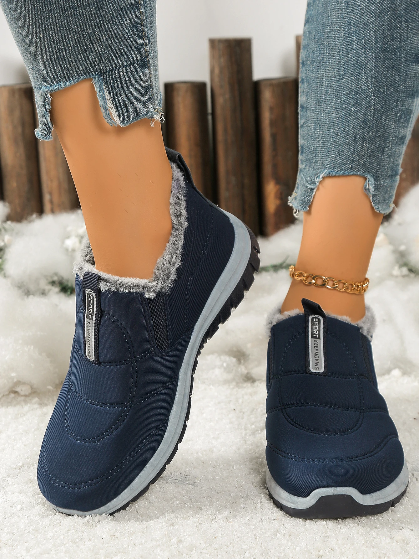 Damenstiefel, leichte Damenschuhe, bequeme Damen-Freizeitschuhe mit weicher Sohle und dickem Fleecefutter, Schuhe mit kostenlosem Versand – Detail 20