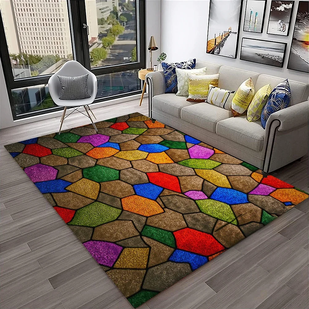 3D Colour Illusion Rainbow Vision HD Carpet Rug for Home Living Room Bedroom Sofa Doormat Decor,kids Area Rug Non-slip Floor Mat