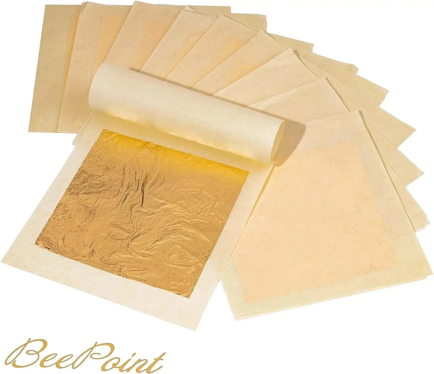 24K Gold Leaf Sheets 50 Pcs-3.15 Inches Gold