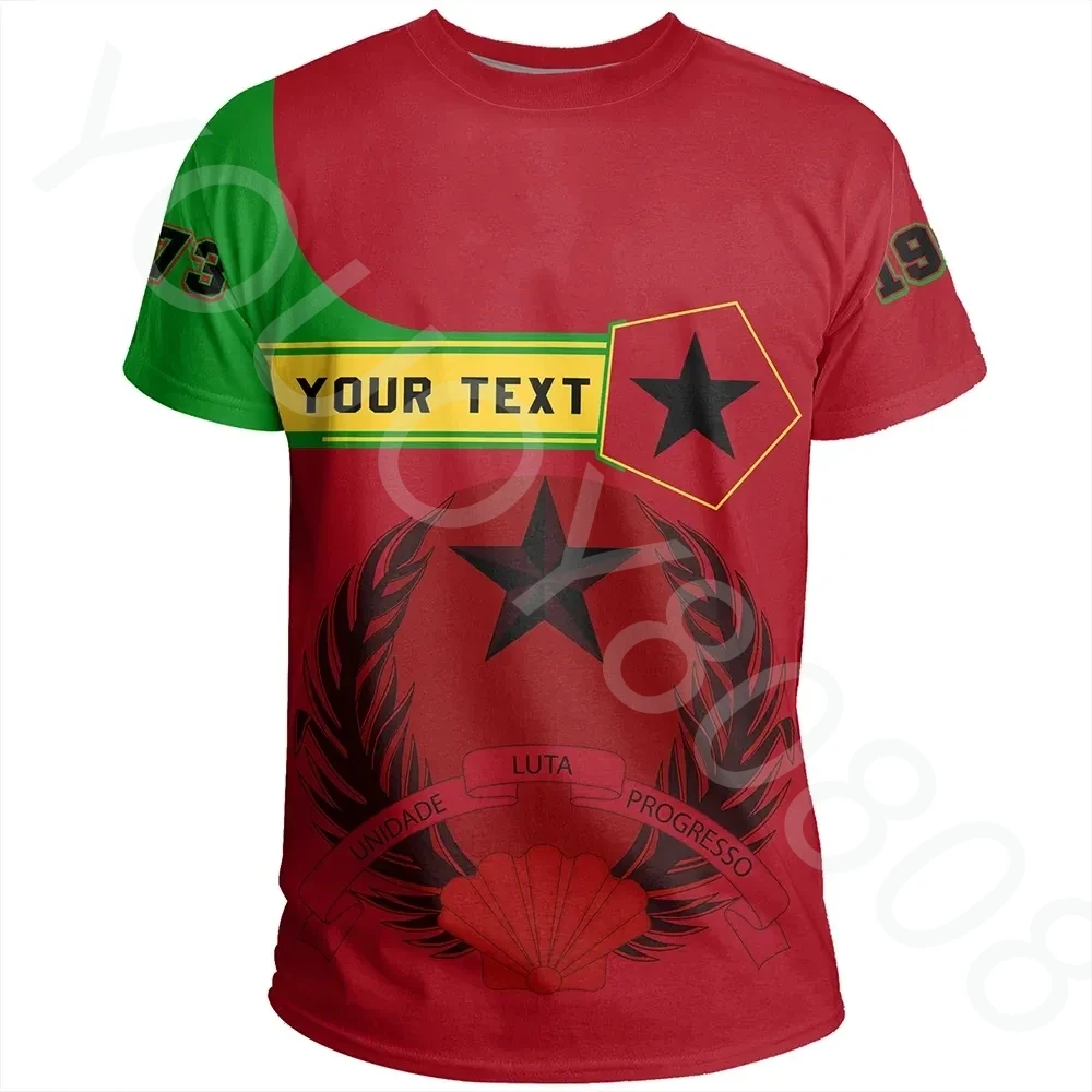 (Custom) Africa Men's Round Neck Short Sleeve Summer T-Shirt 3D Printing - Guinea Bissau Tee Pentagon Style