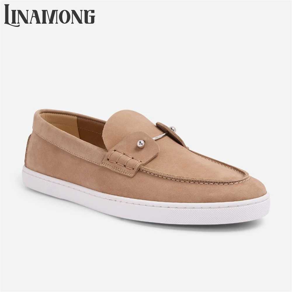 

Metal Collar Pin Boat Shoes Suede Slip-On Comfortable Casual Shoes Designer Style Daily Footwear Handmade Men Shoes Custom Color