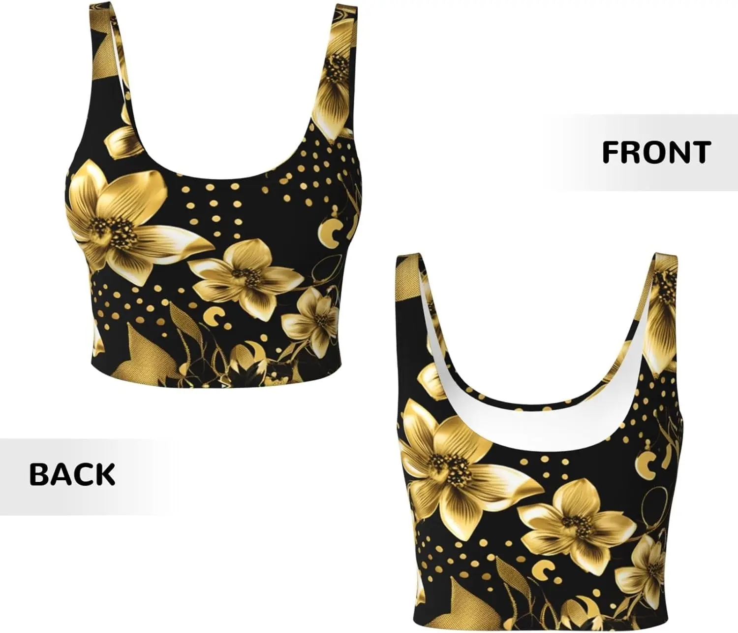 Женские майки для тренировок с черным и золотым цветочным принтом, спортивный жилет без рукавов для тренажерного зала, спортивной йоги