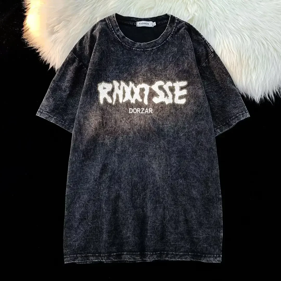 

Pop Trendy Summer Men's T-Shirt Round Neck Fashionable City Style InsT Shirt Youth Flowing Round Neck TShirt