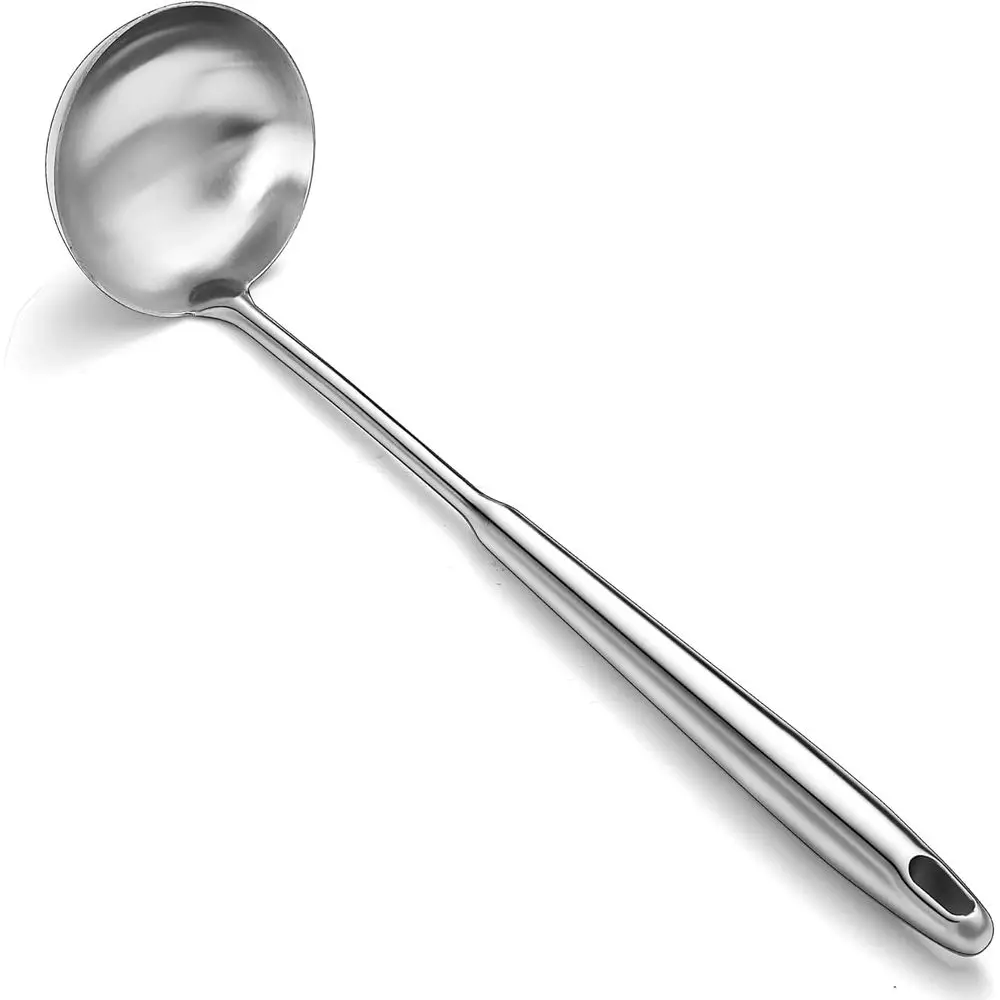 Extra-Deep Large-Capacity Stainless Steel Soup Ladle with Long Hollow Handle, Dishwasher Safe, Easy to Clean - Perfect for Soups