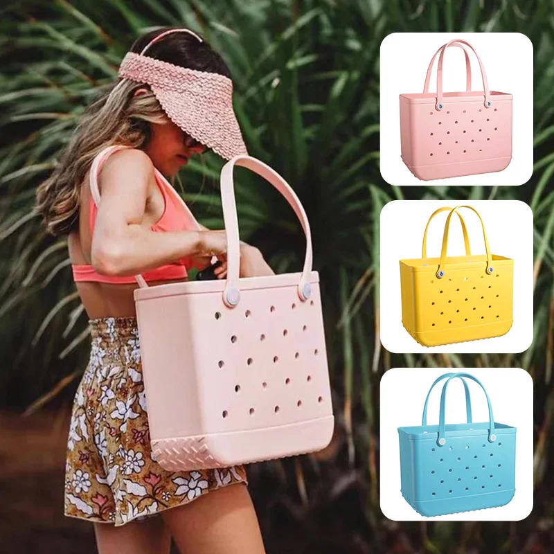 

Beach Bag Women Shoulder Handbag EVA Fashion Waterproof Summer Travel Storage Basket Mini Kid Shopping Shoulder Bag Toy Storage