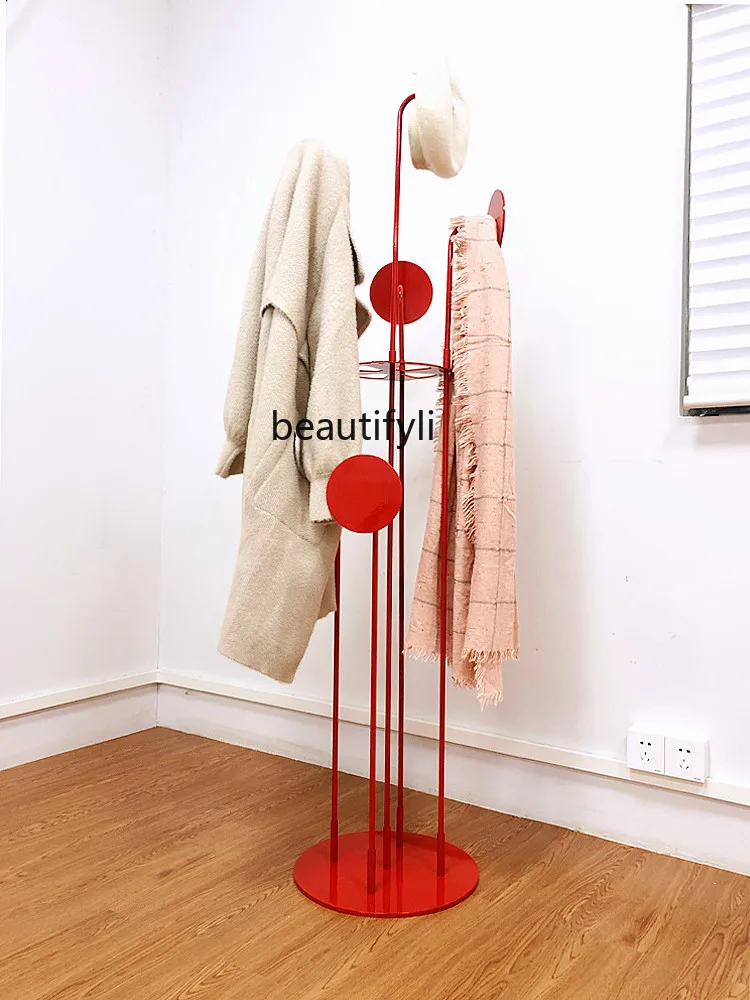 

zqCoat Rack Nordic Wrought Iron Creative Floor Clothes Rack Living Room Entrance Bedroom Simple Clothes Rack