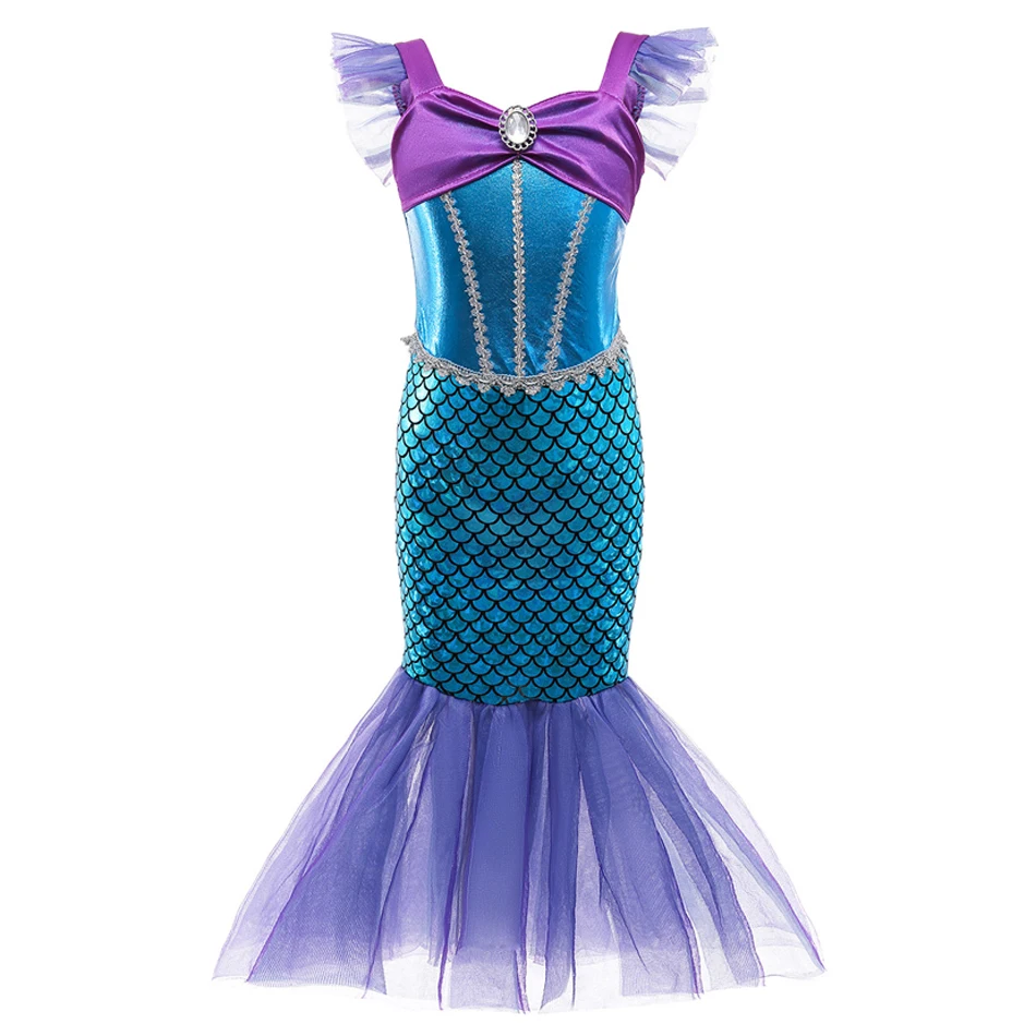 Mermaid Charm Ariel Princess Dress Kids Cosplay Costumes Girls Birthday Carnival Party Ball Gown Halloween Role Playing Clothing