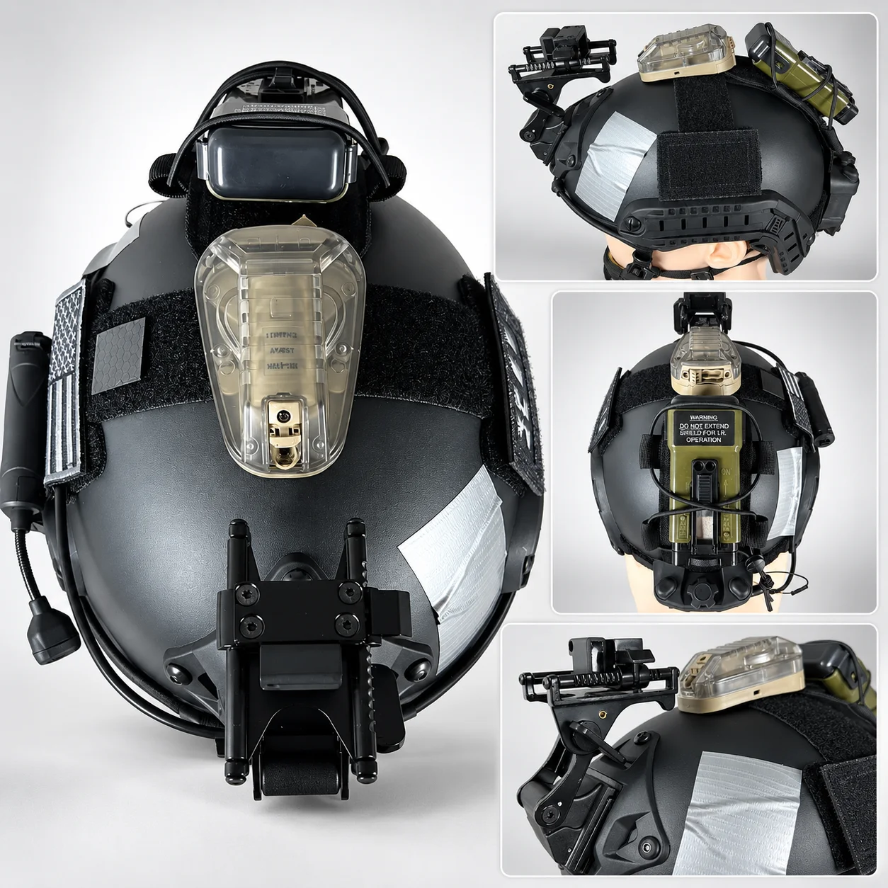 7Pcs Tactical Helmet Set Fast Helmet with Headset L4G24 NVG Mount Battery Pouch Survival Signal Light Airsoft Paintball Gear