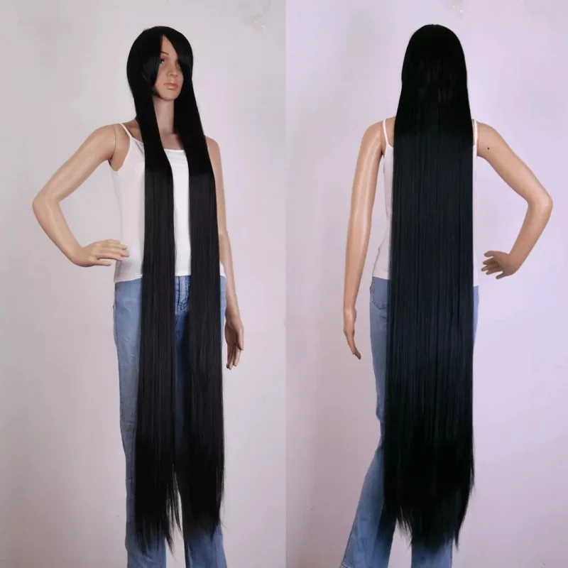 60" black Extra Long Cosplay wig Cosplay Party Costume Anime Hair full wig 150cm