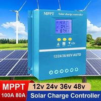 60A 70A 80A 90A 100A MPPT Solar Charge Controller 12V 24V 36V 48V Auto Solar Panel Charger Regulator for Lead-acid/Lithium