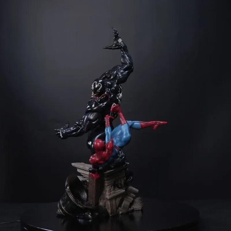 Figurka Avengers Spider-Man Venom 58 cm, scena pojedynku, kolekcja anime, model żywiczny, ozdoby na biurko, zabawki dla dzieci, prezenty