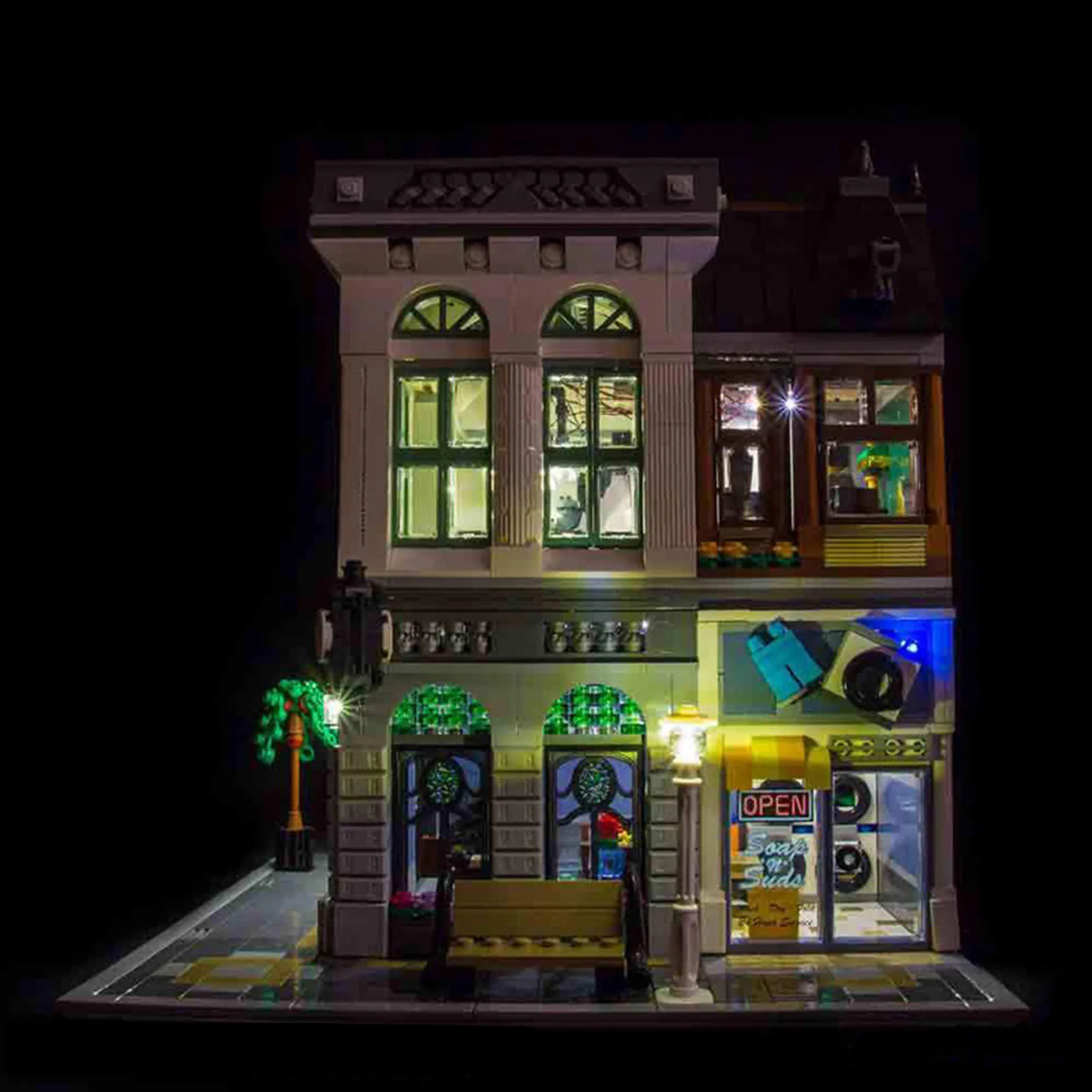 Kit d'éclairage LED Compatible avec les blocs de construction Lego 10251 Brick Green Bank (modèle non inclus)