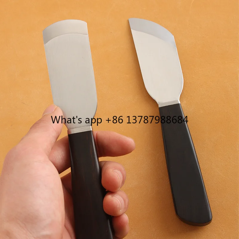 Leather Thinning Knife with Round and Oblique Blades, Dual-purpose Handmade Leather Scraping and Thinning Adapter Fixture