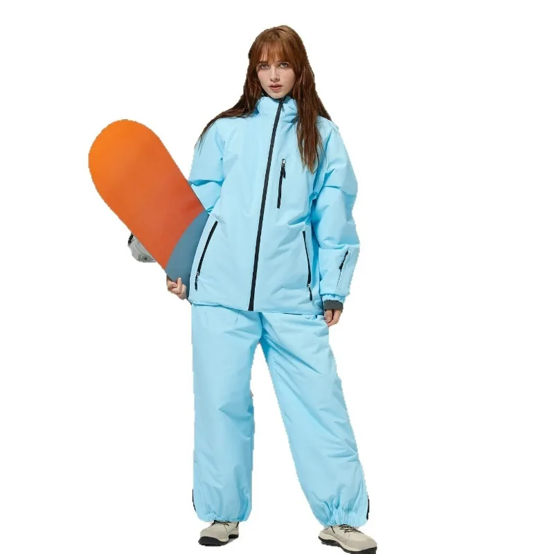 New Professional Neutral Solid Color Ski Suit, Cotton Lining, Warm, Windproof, Dustproof and Breathable Ski Suit Set