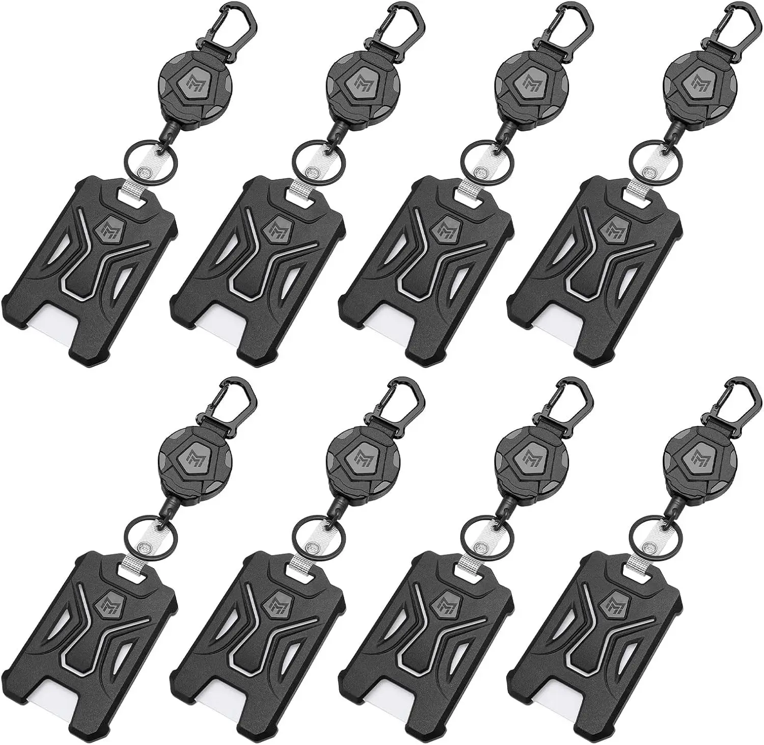 8-Pack Retractable Badge Holder, Heavy Duty Carabiner Keychain, Tactical ID Card Holder with 31.5