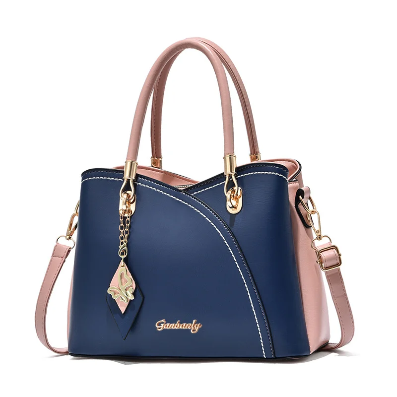 Color-blocked commuter versatile gift new fashion handbag large-capacity plaid color-blocking middle-aged women's shoulder cross