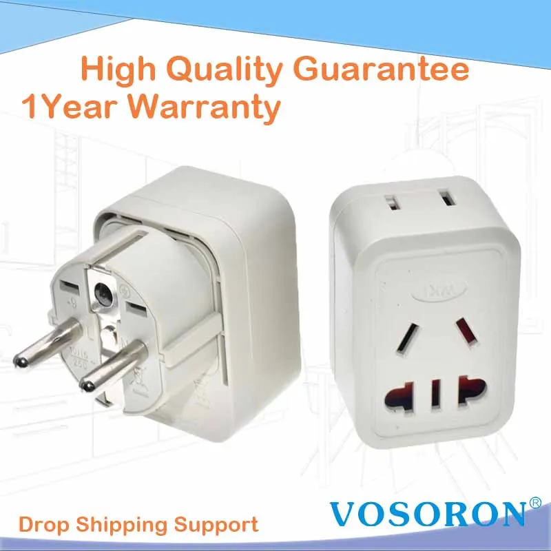 France Germany Power Adapter, Type E F Plug Adapter with 2 AC Outlets, EU Outlet Adapter for Australia China NZ to Russia Korea 