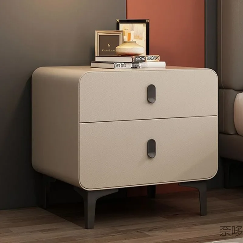 Light luxury solid wood bedside table creative simple narrow edge circular small cream style storage cabinet