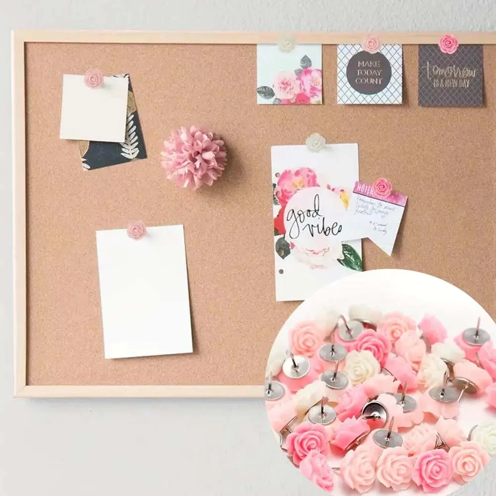 1 صندوق 20 قطعة دبابيس ضغط الراتنج لطيف زهرة الورد Thumbtack لوحة جديدة رسم صور جدار ترصيع مكتب خرائط اللوازم المدرسية الفصول الدراسية