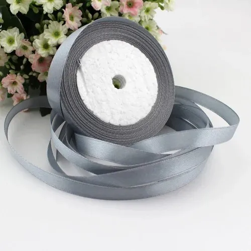 (25 yards/roll) Dark Grey Single Face Satin Ribbon Wholesale Gift Wrapping Christmas ribbons