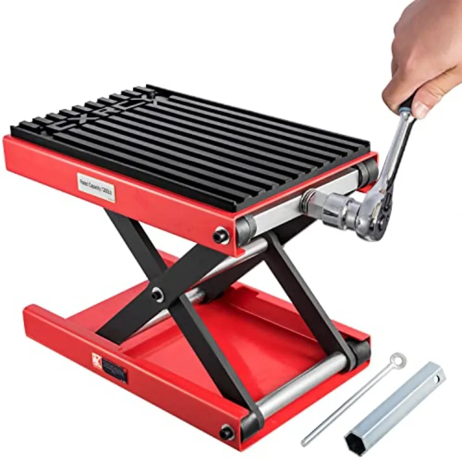 

1200 LBS Motorcycle Lift Scissor Jack Upgraded Dirt Bike ATV Steel Motorcycle Hoist Stand with Ratchet WrenchCrank Handle Thick