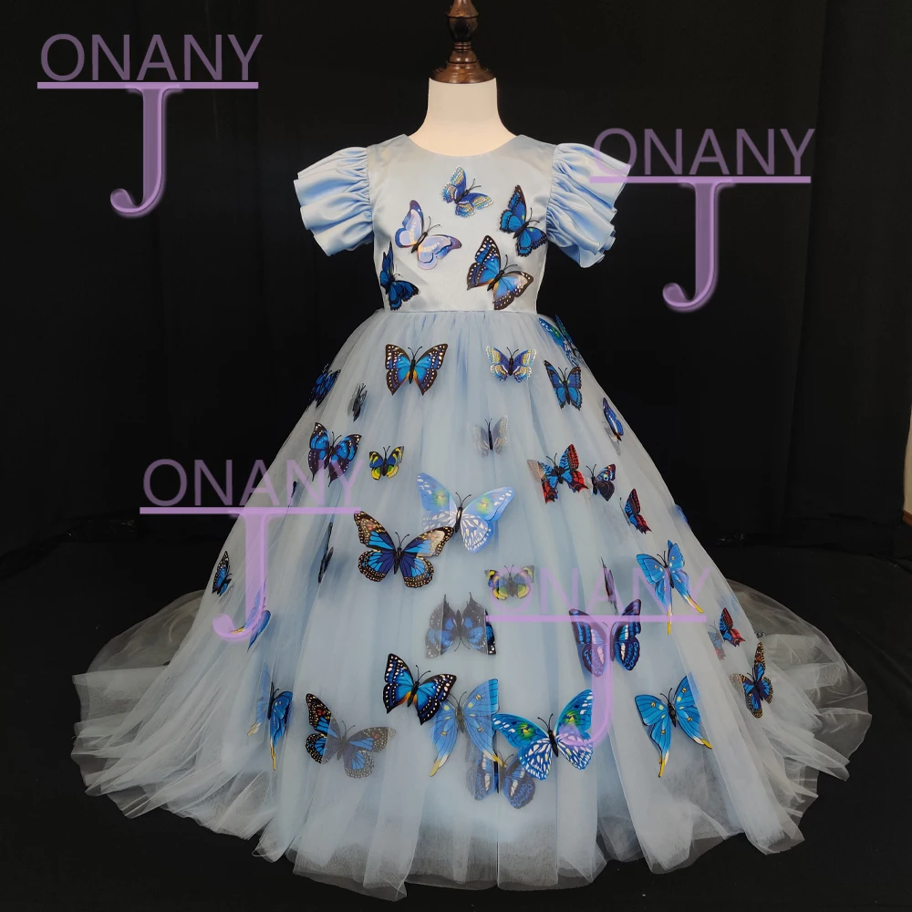 Nieuwe Collectie Boter Fly Ruches Prinses Bloem Meisje Jurken Kant Verjaardag Pageant Communie Robe De Demoiselle Baby Party