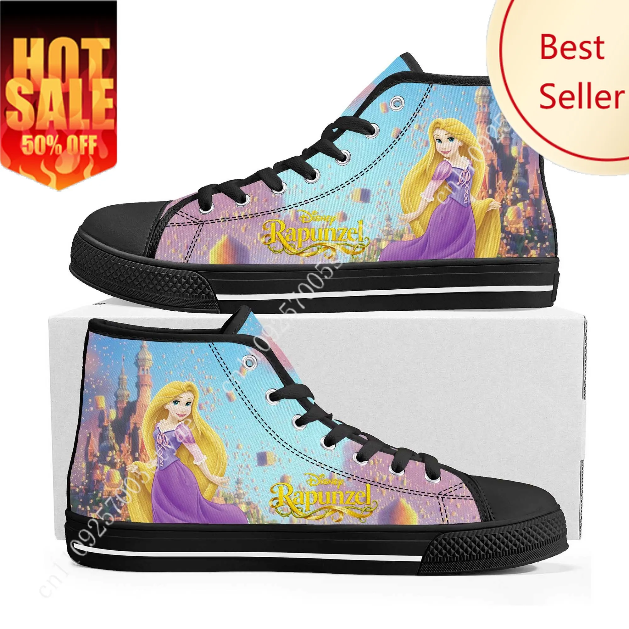 

Rapunzel High Top Sneakers Disney Cartoon Movie DIY Decorate Shoes Design Your Photo Party Holiday Gifts Custom Shoe