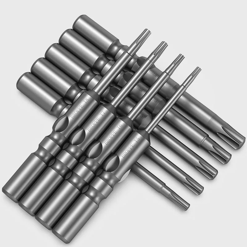 6mm Round Shank Torx Head Screwdriver Bit Set T5-T25 Security Bit Magnetic Screwdriver for 802 Electric Drill