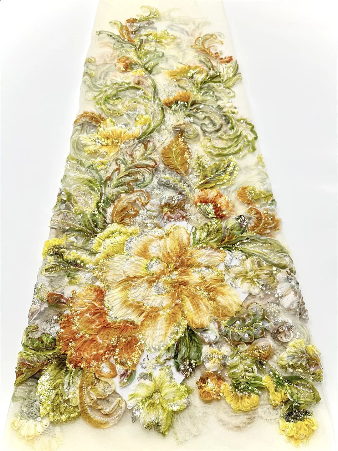 

5 Yards African Nigerian 2025 Beaded Emboridery 3D Lace High-End Luxury French Sequin Lace Fabric For Wedding Party Dress Women