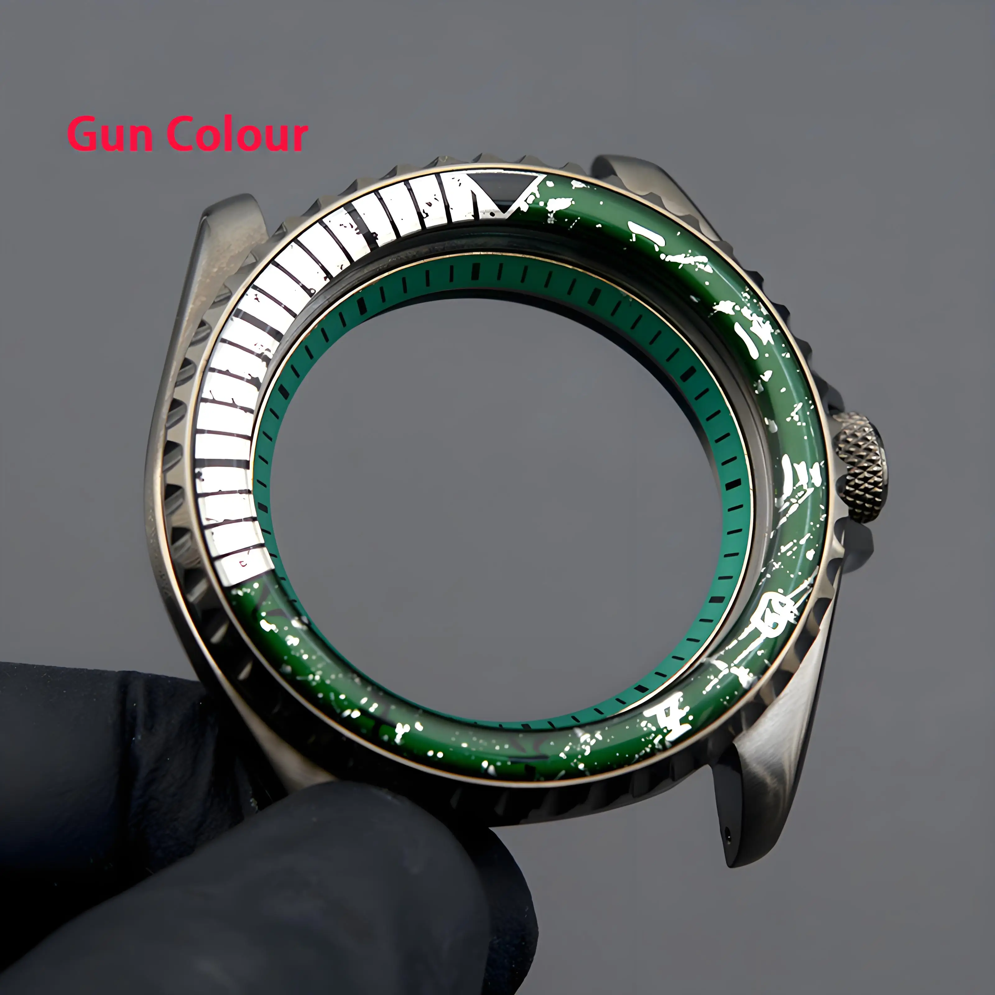 Mod SKX007 SKX009 Gun Colour Men's Watch Case Fit NH34 NH35 NH36 Automatic Sapphire Glass 200M Waterproof Case