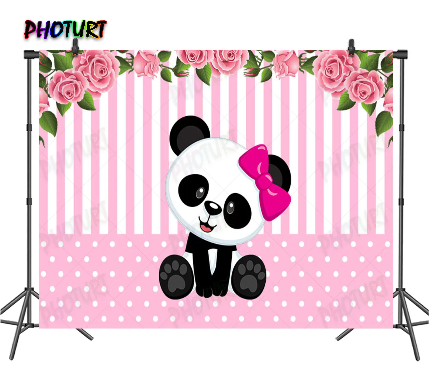 Lovely Cute Panda Backdrop Baby Shower Birthday Party Decoration Background Polyester Vinyl Photography Props