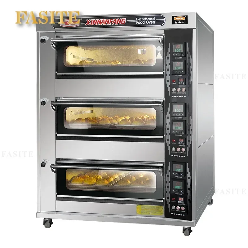 For Commercial Large Capacity Three Layer Six Plate Gas Oven Bread Pizza Baking Equipment