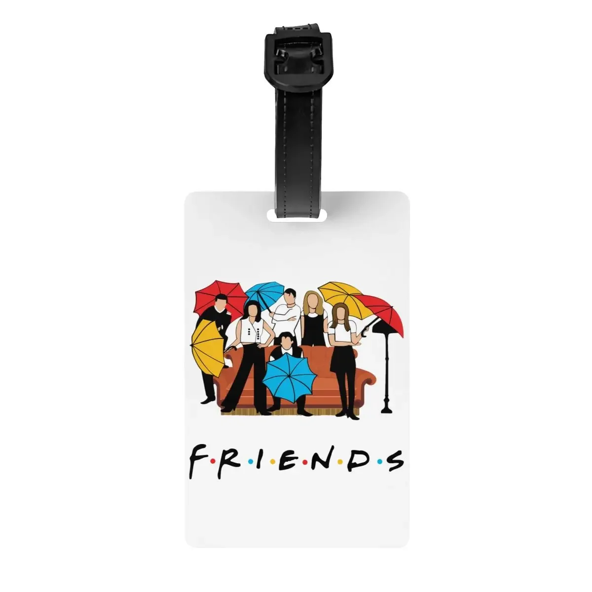 Etiqueta de equipaje personalizada de la serie de TV Friends con tarjeta de nombre, cubierta de privacidad, etiqueta de identificación para bolsa de viaje, Maleta