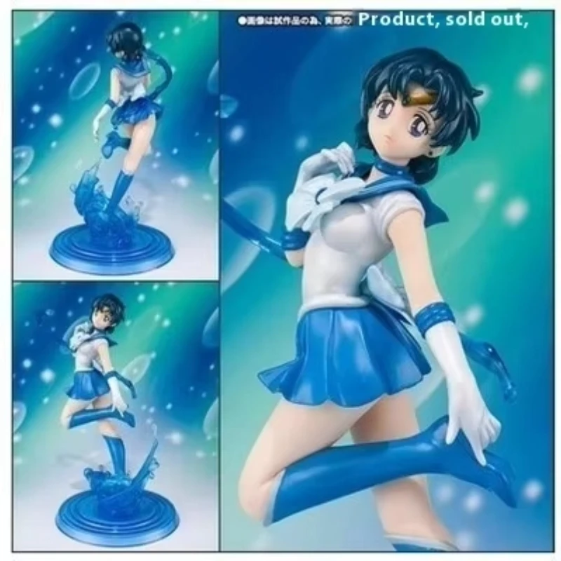

17 см аниме-фигурка девушки-воина Mizuno Ami Mercury, экшн-модель, статуя для украшения рабочего стола, подарок, коллекционное украшение, стоячий