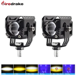 Motorcycle Headlight LED Spot Light Blue Flash 2 Lines Connect 6 Light Modes 60W 30V 6000K/3000K Motorcycle Universal Spotlight