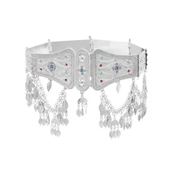 Shiny silver plated women's waist chain, fashionable, heavy weight Body Chains Vintage Ethnic Tribal Indian Body Jewelry