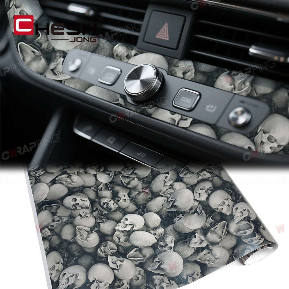 الجمجمة الفينيل التفاف فيلم هالوين الفينيل ورقة لأجسام السيارات اكسسوارات السيارات في الهواء الطلق أدوات التفاف لوازم سيارة الجسم الأفلام يلتف #2